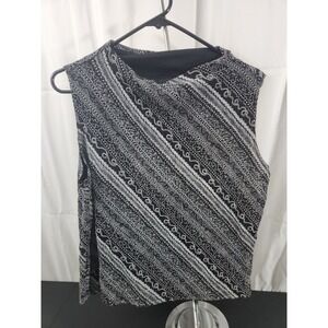 JKLA California Womens XL Mock Neck Black White Silver Metallic Sparkle Tank Top